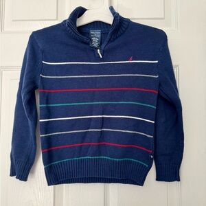 Nautica Boy’s Blue Striped Zip-Up Sweater